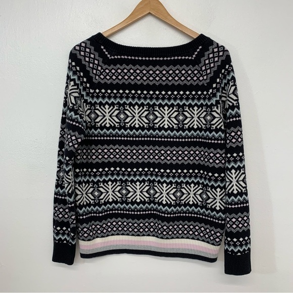 Tommy Hilfiger Fair Isle Sweater Woman Large Cotton Wool Long Sleeve Snowflakes - Picture 5 of 9